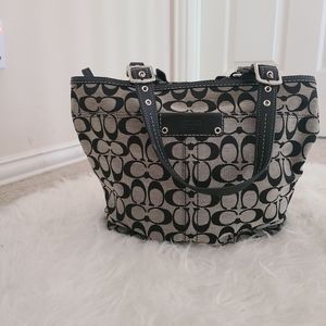 Coach Signature Hampton Shoulder Bag in Black/Gray